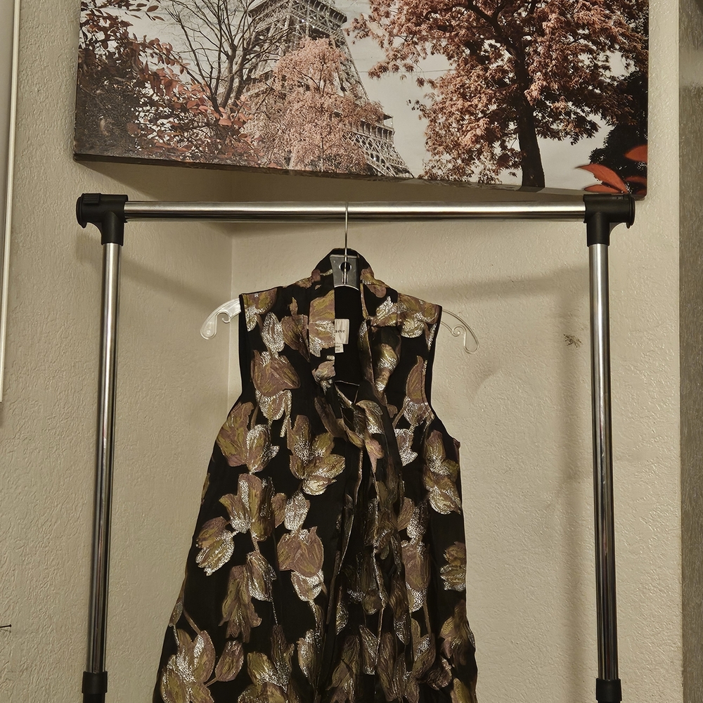 Anthropologie Black and Gold Floral Mini Dress